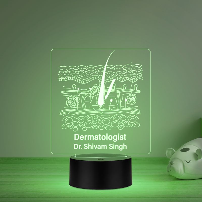 3D Illusion Dermatologist Night Lamp Personalized with Any Name 16 Color Changing Light & Remote Control